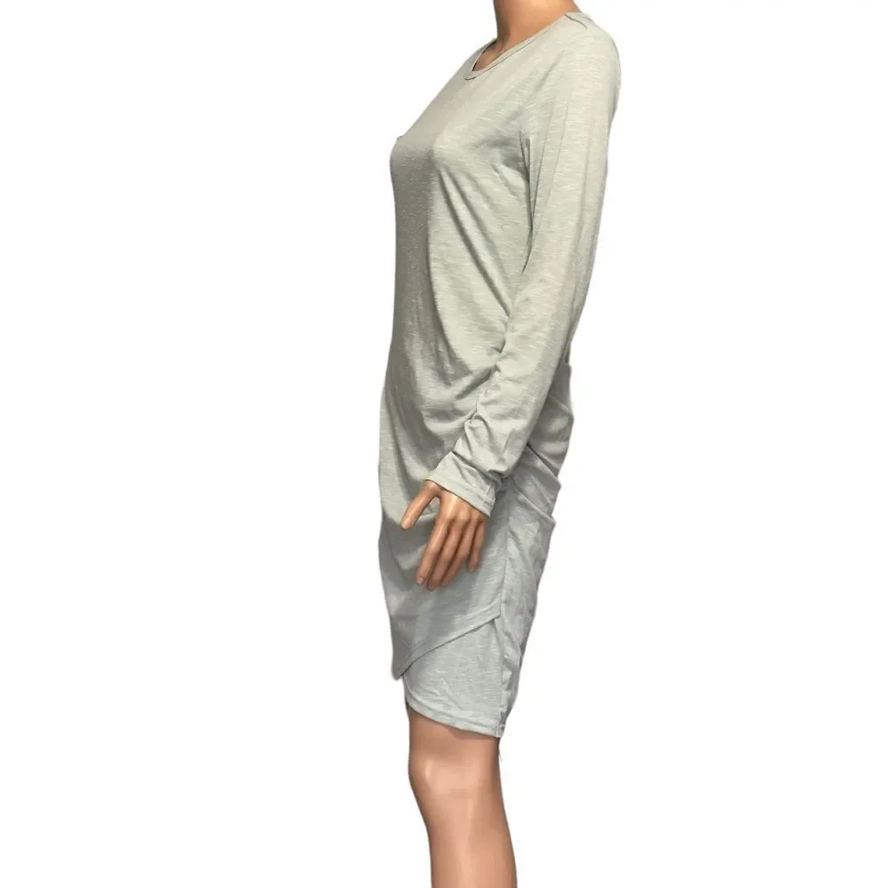 BTFBM Ruched Bodycon Long Sleeve Wrap Style Dress MEDIUM